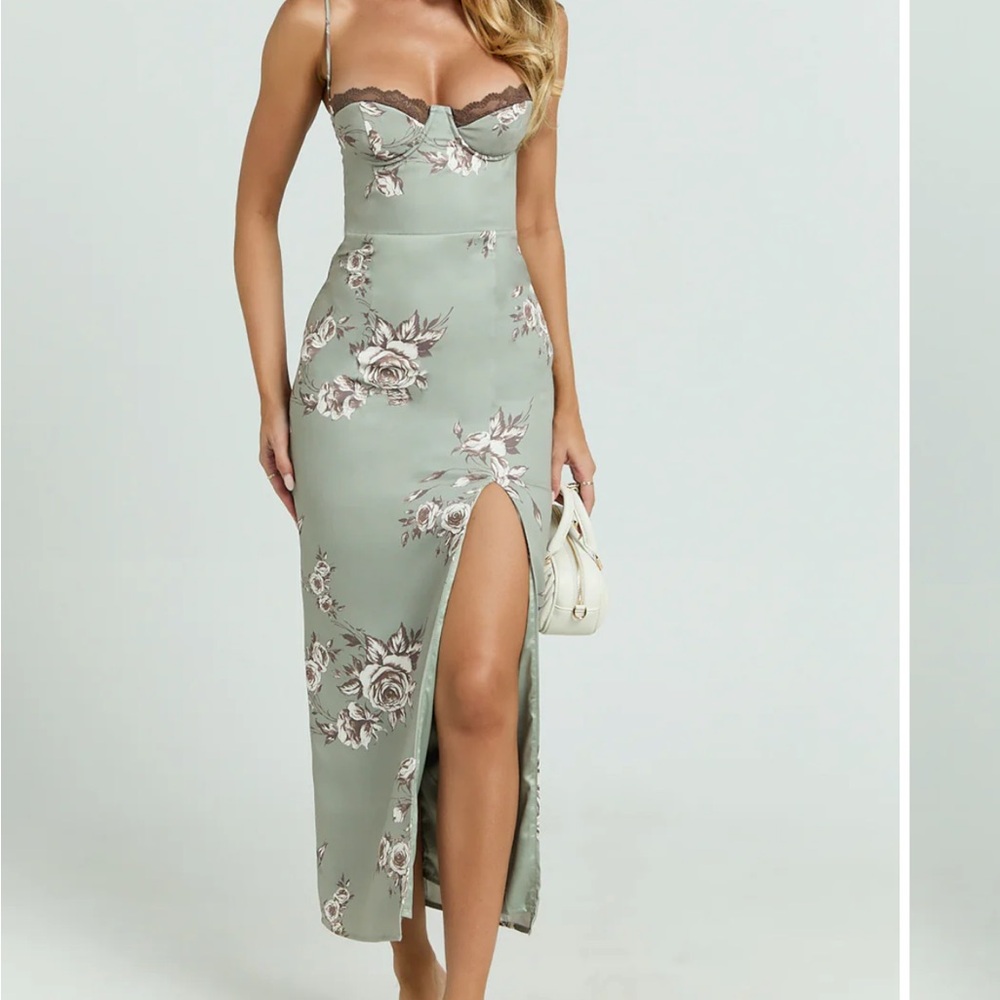 Showpo Sage Floral Midi Dress